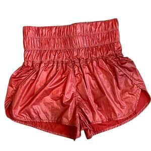 Free People Movement Maraschino Cherry Iridescent Shorts Red XS Festival